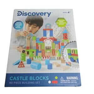 Discovery Wood Castle Blocks 80-Piece Wooden Building & Stacking Imagination New